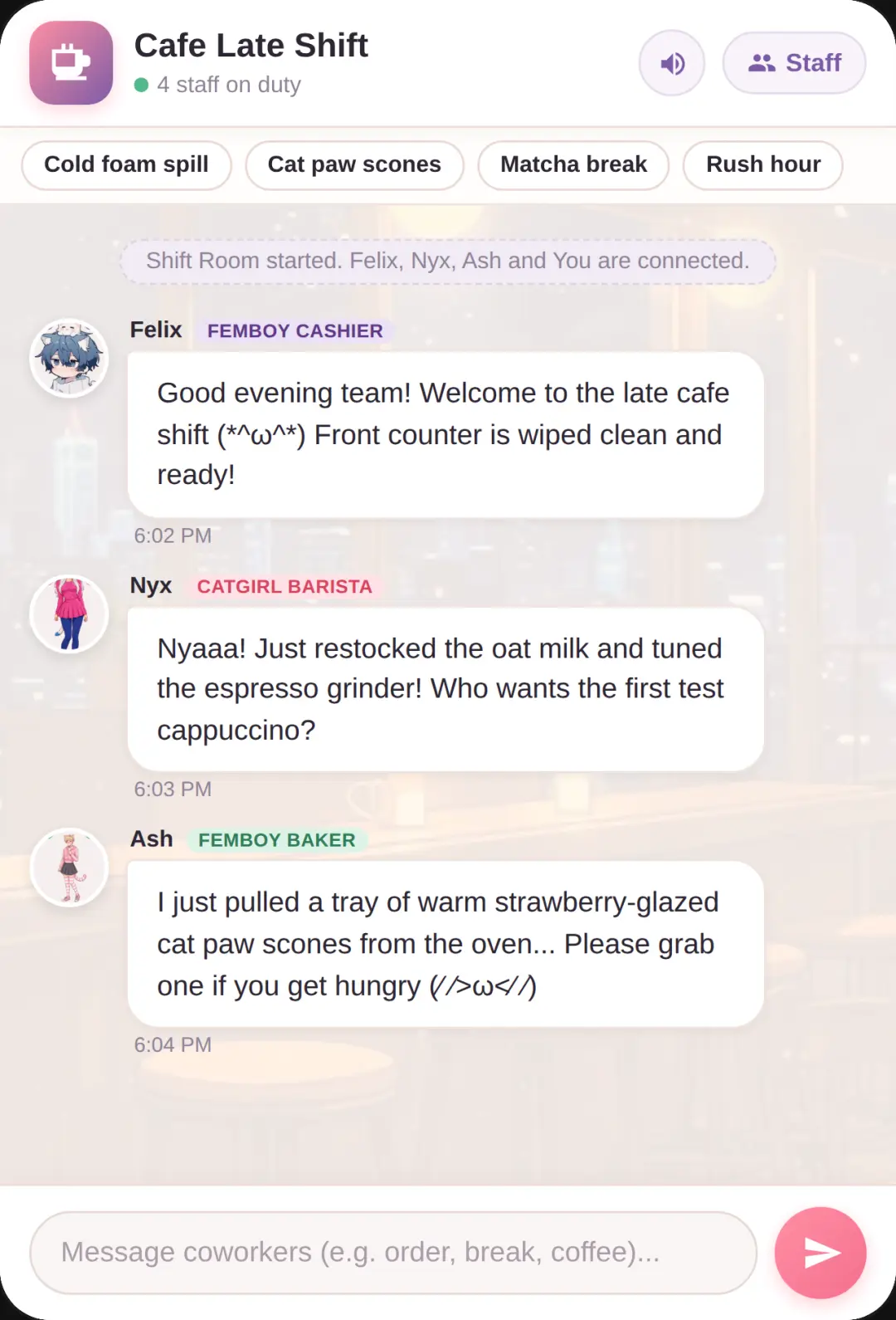 Cafe late shift (with femboys and catgirls) >//< cover