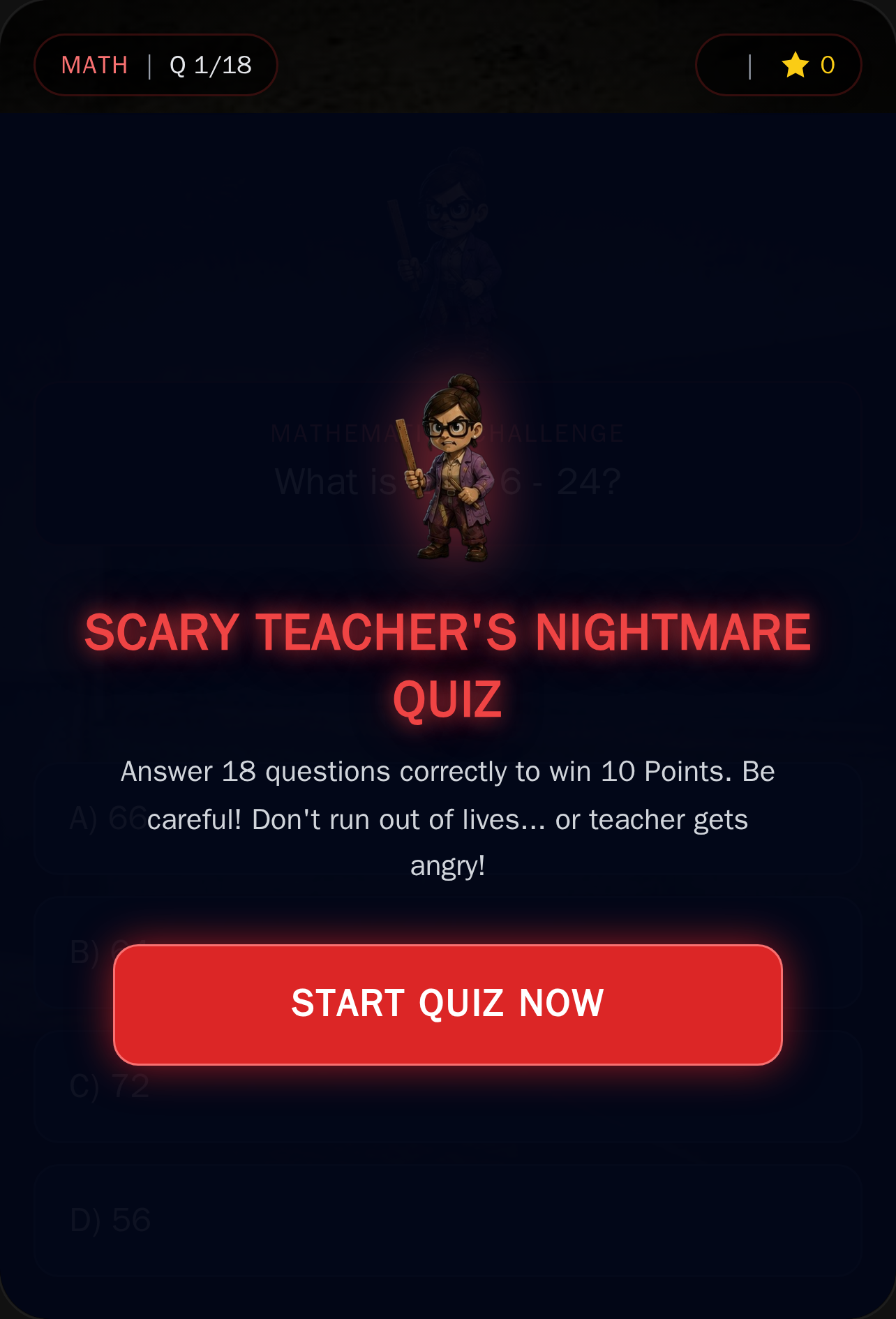 Scary Teacher's Nightmare Quiz cover