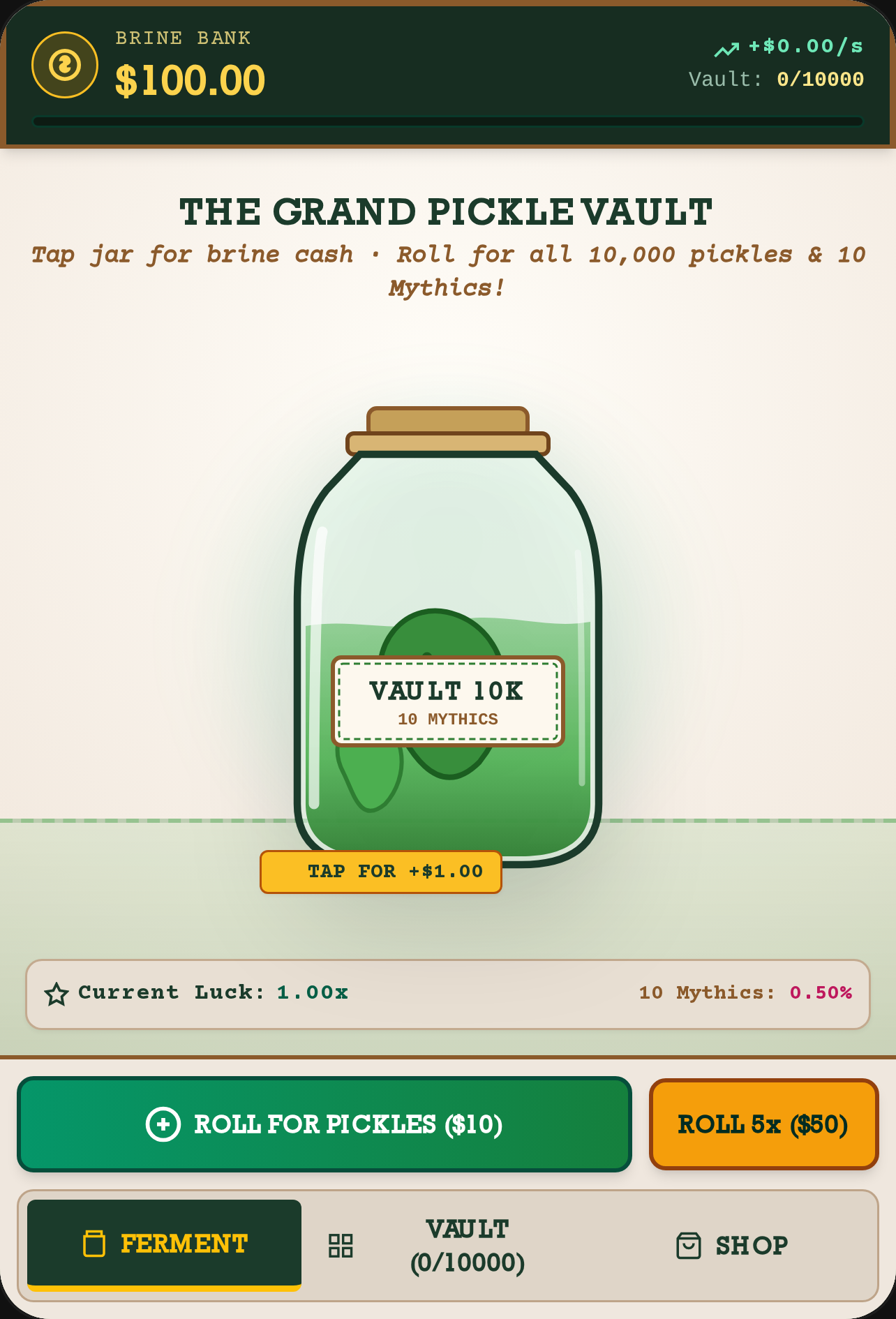 Pickle Empire: 10,000 Pickles & 10 Mythics Vault cover