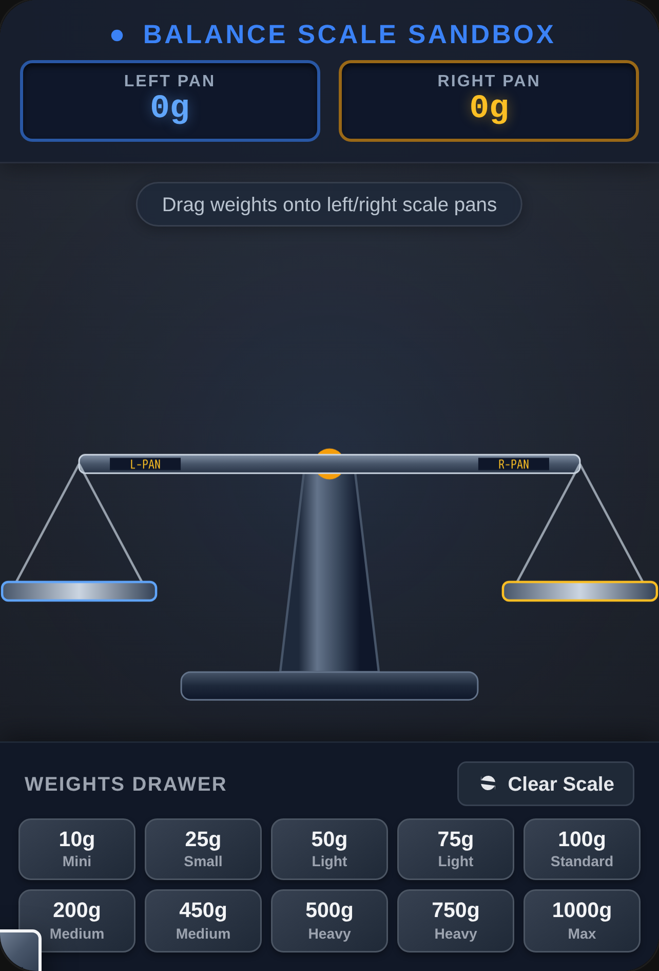 Metal Balance Scale Physics Sandbox