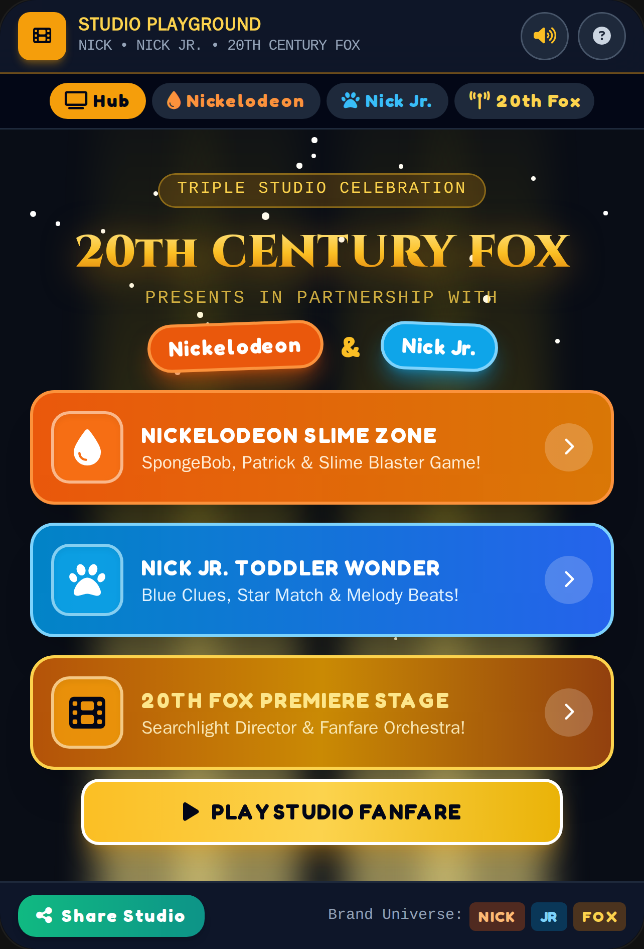 Nickelodeon, Nick Jr. & 20th Century Fox Studio Playground cover