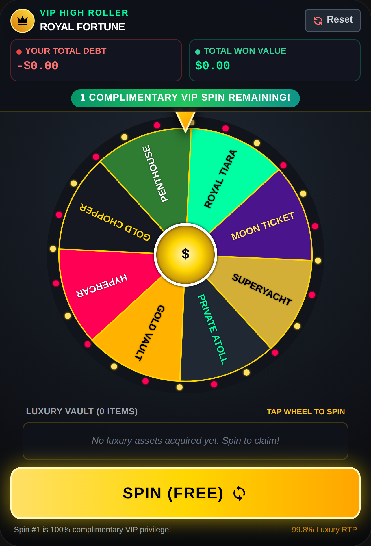 High Roller Fortune Wheel - 1 Free Spin Then $499 cover