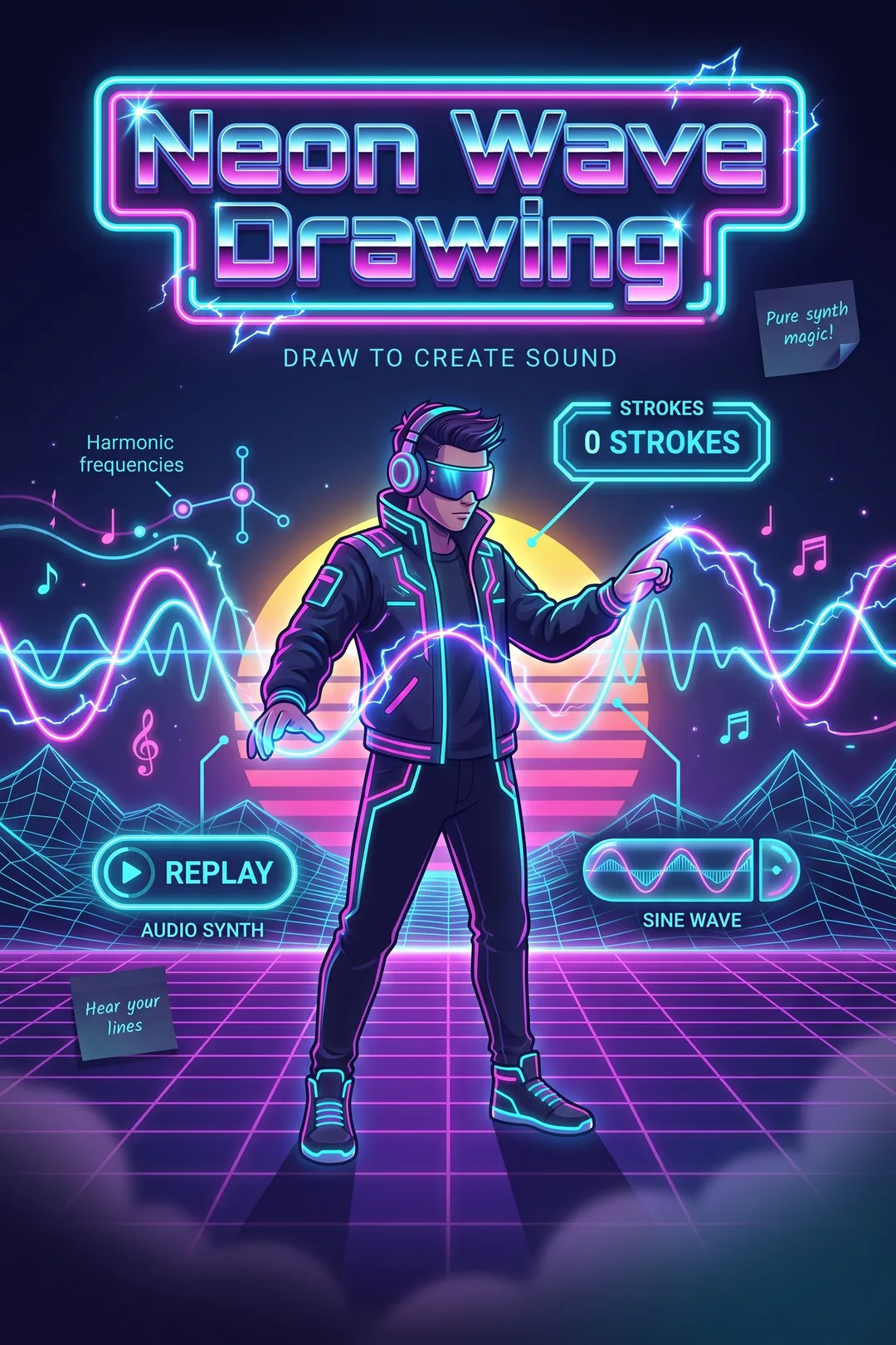 Neon Wave Drawing