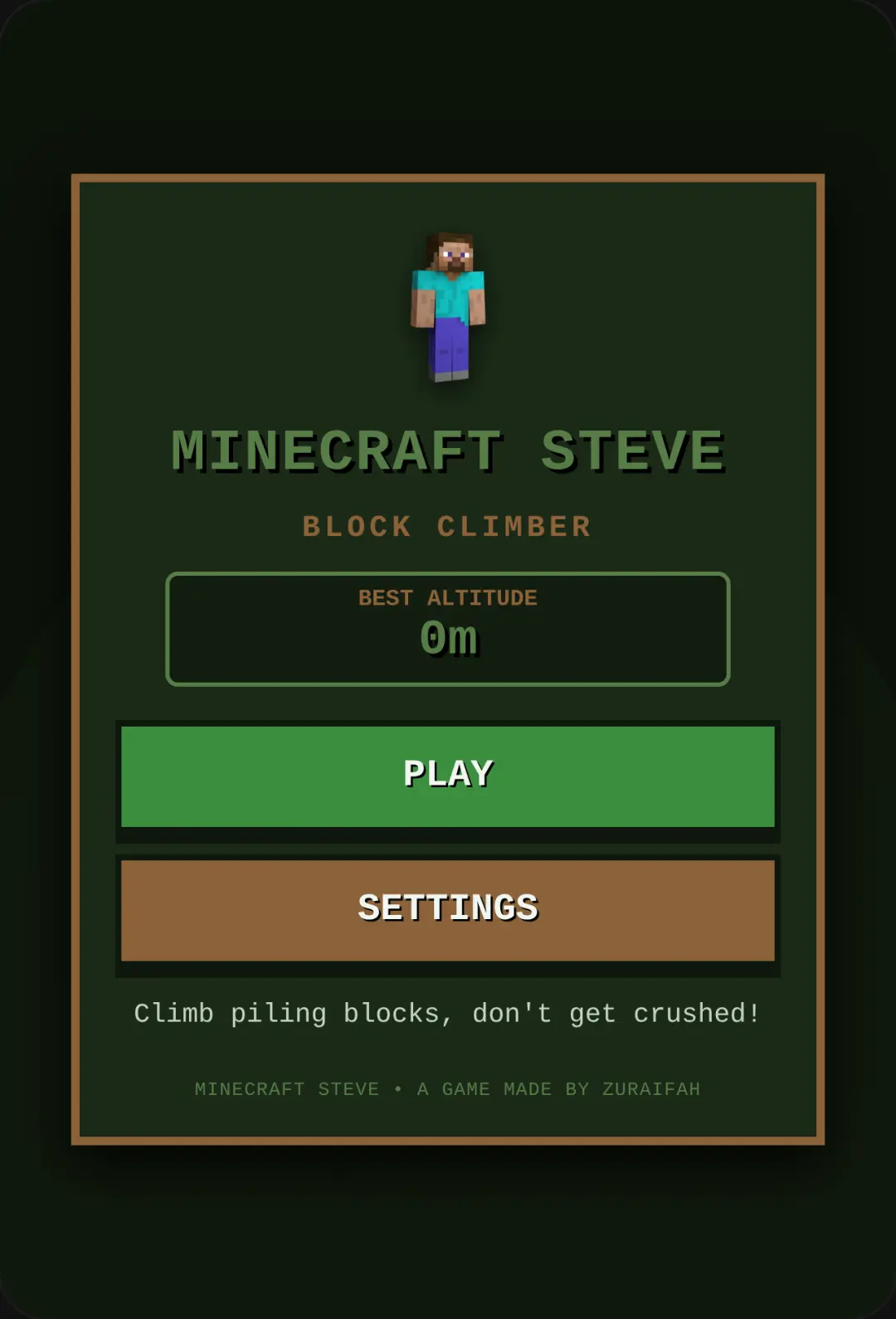 Minecraft Steve dont get Crush Reach the top cover