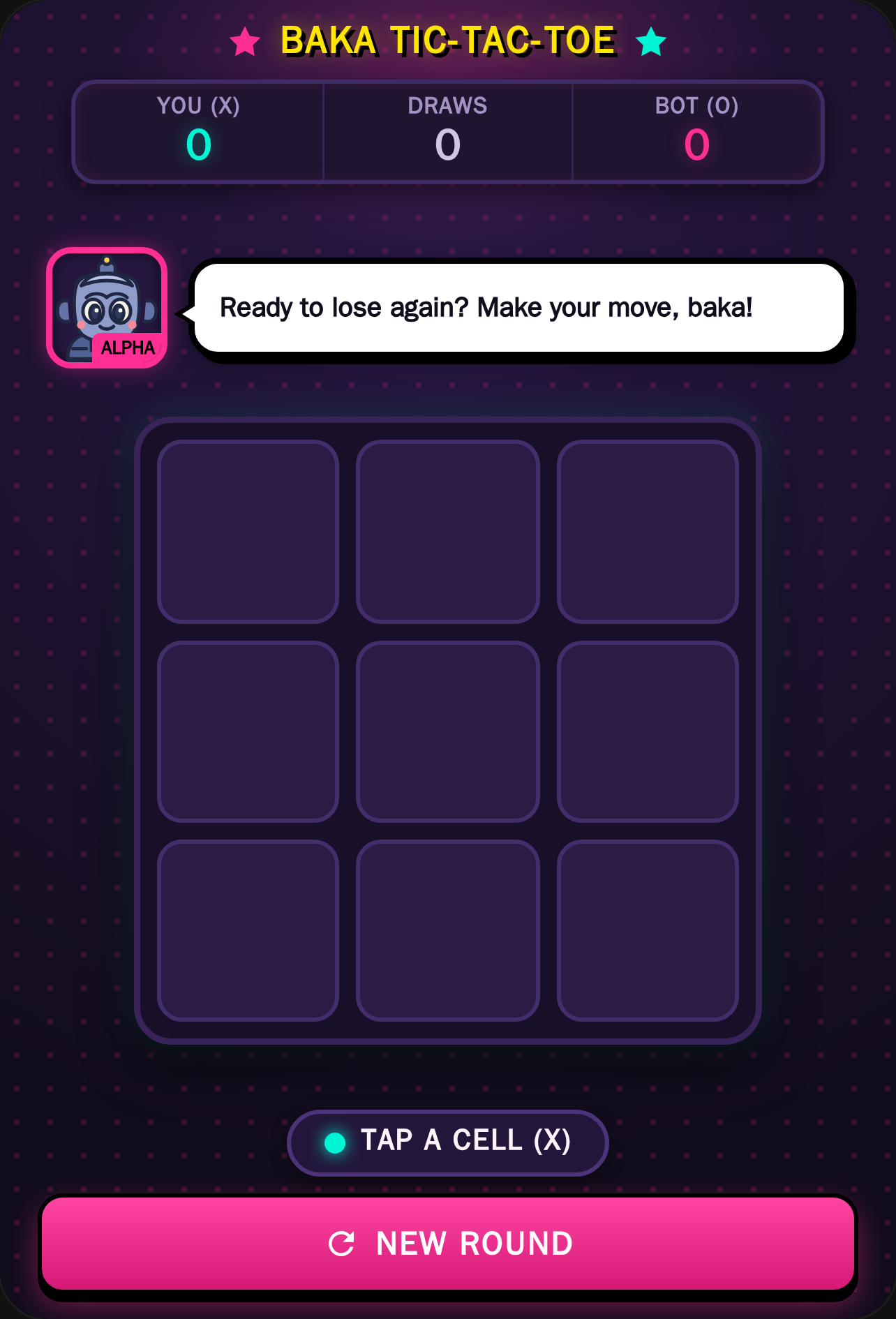Will you win the best baka alpha bot? Baka Tic-Tac-Toe Alpha Showdown cover
