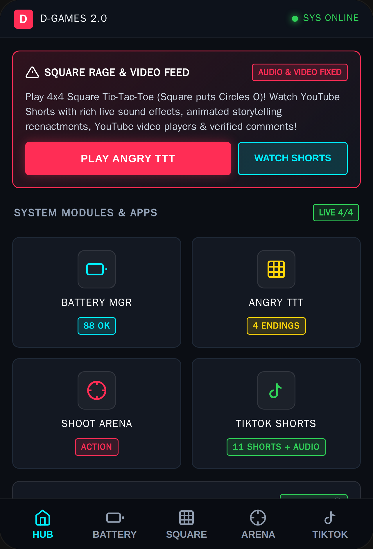 D-GAMES 2.0 - ANGRY SQUARE & TIKTOK MULTI-FEED cover