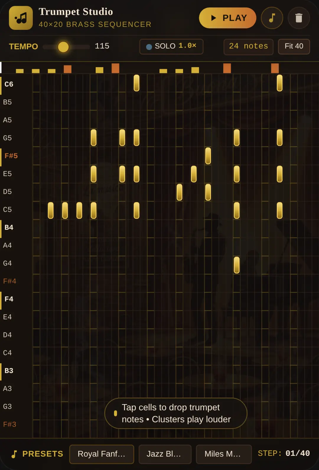 Trumpet Studio — 40×20 Pitch Grid cover