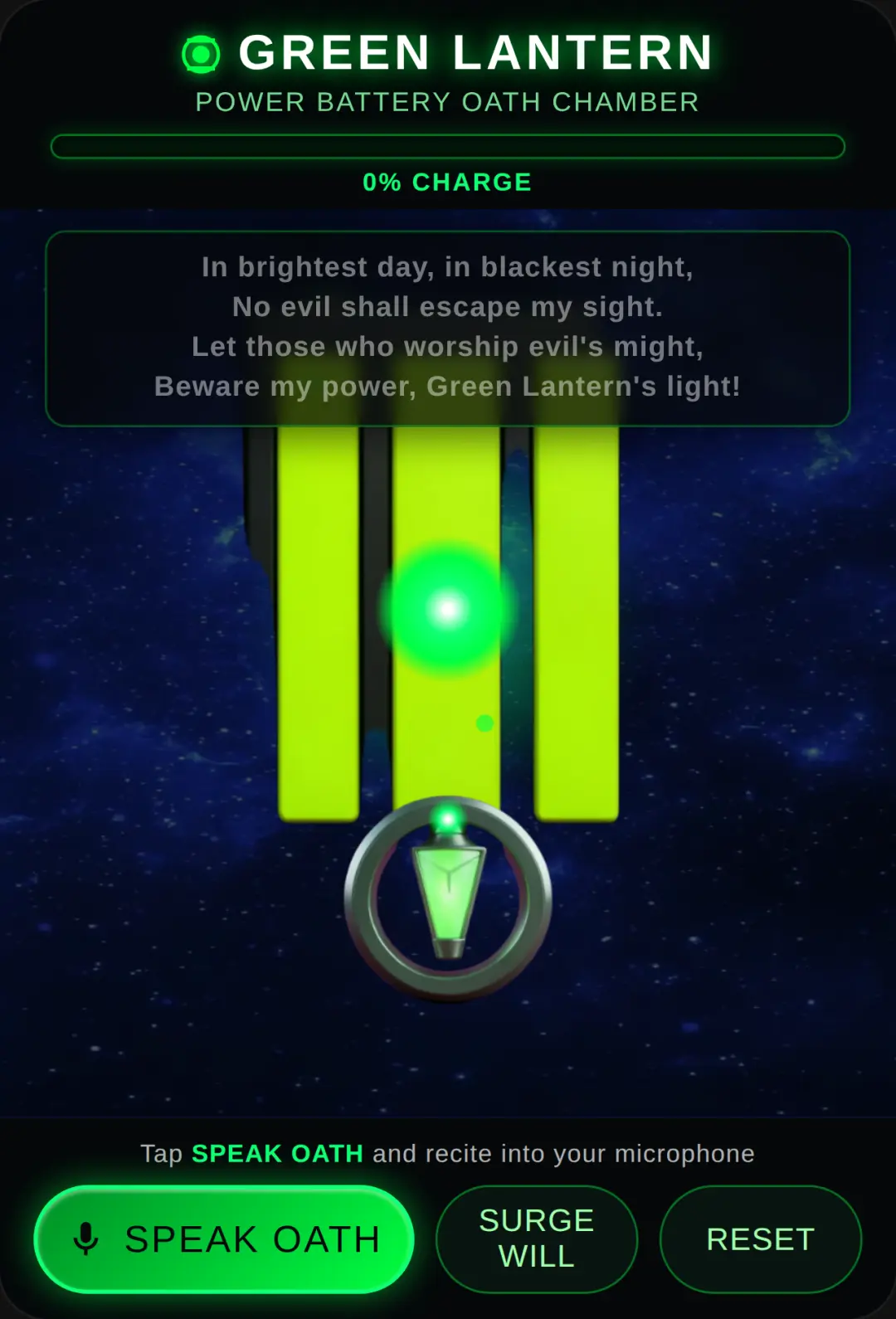 Green Lantern - The green lantern Oath (note :sorry if this doesn't accurate and enjoy the game) cover