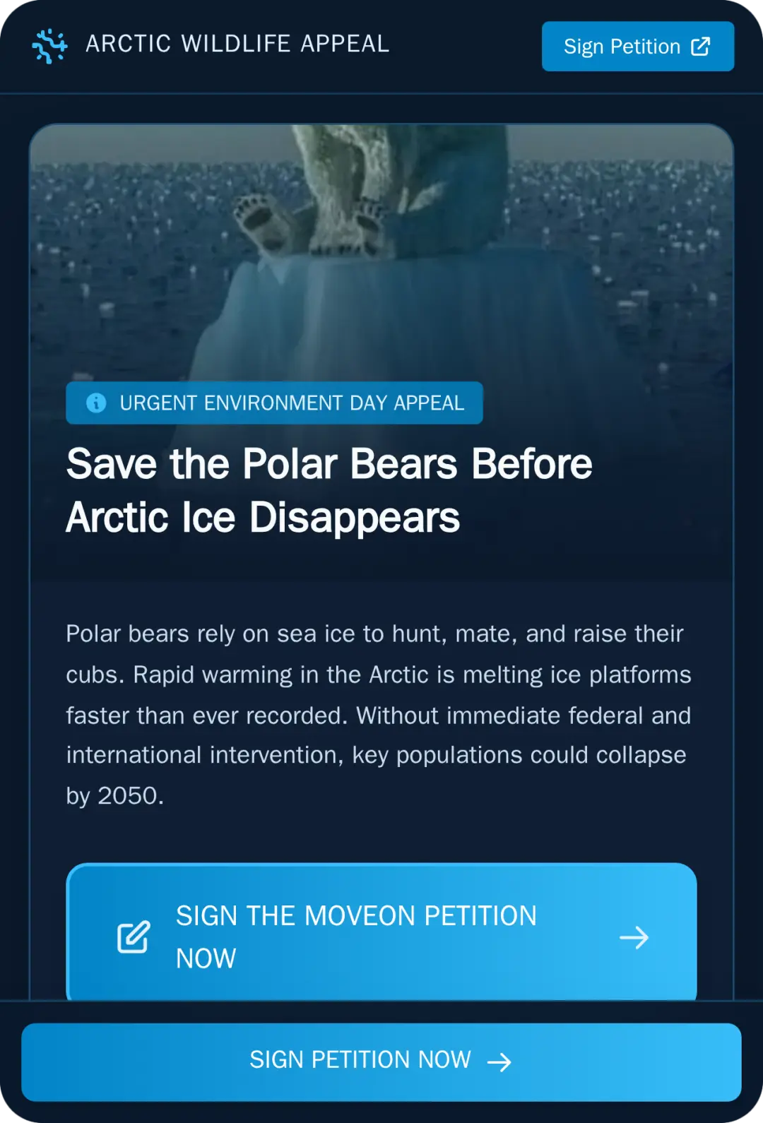 Save the Polar Bears | Environment Day Petition cover