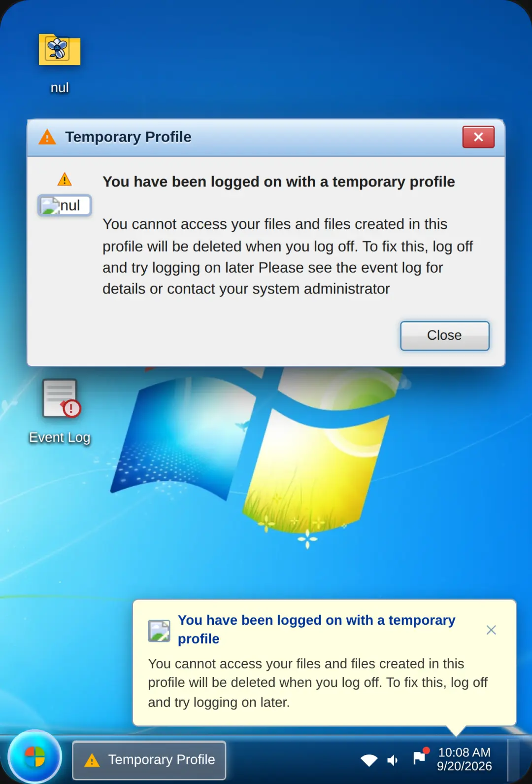 Windows 7 - Temporary Profile Simulator cover