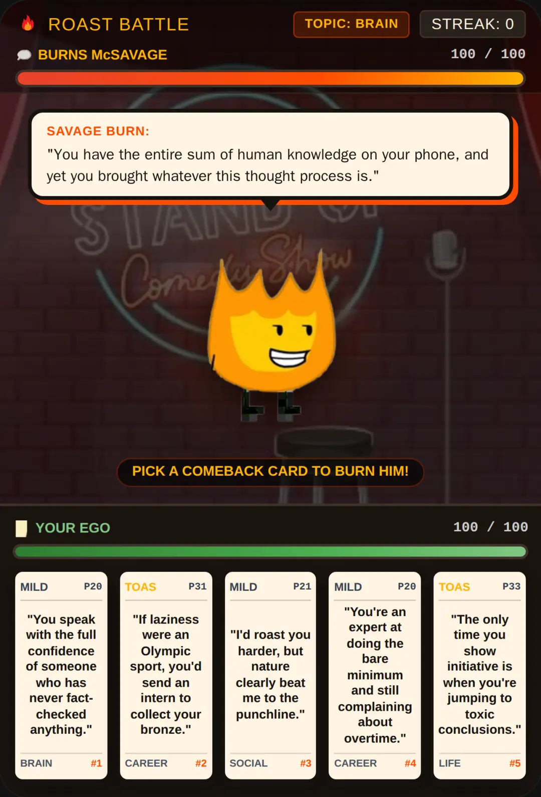 Roast Battle - Savage Comeback Cards cover