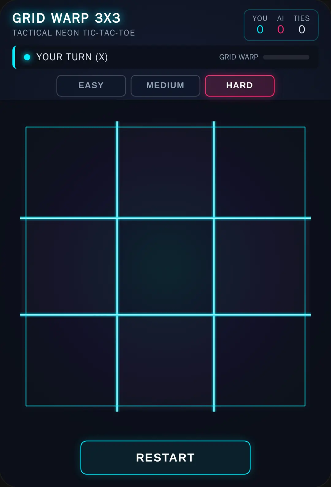 Neon Grid Warp Tic-Tac-Toe cover