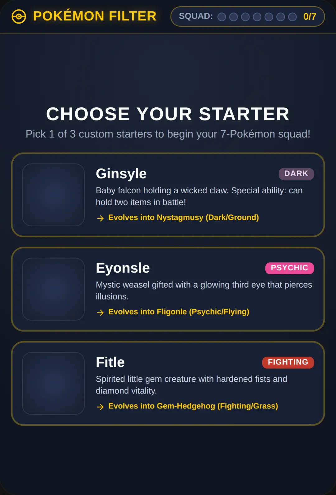 Pokémon Filter Squad Builder cover