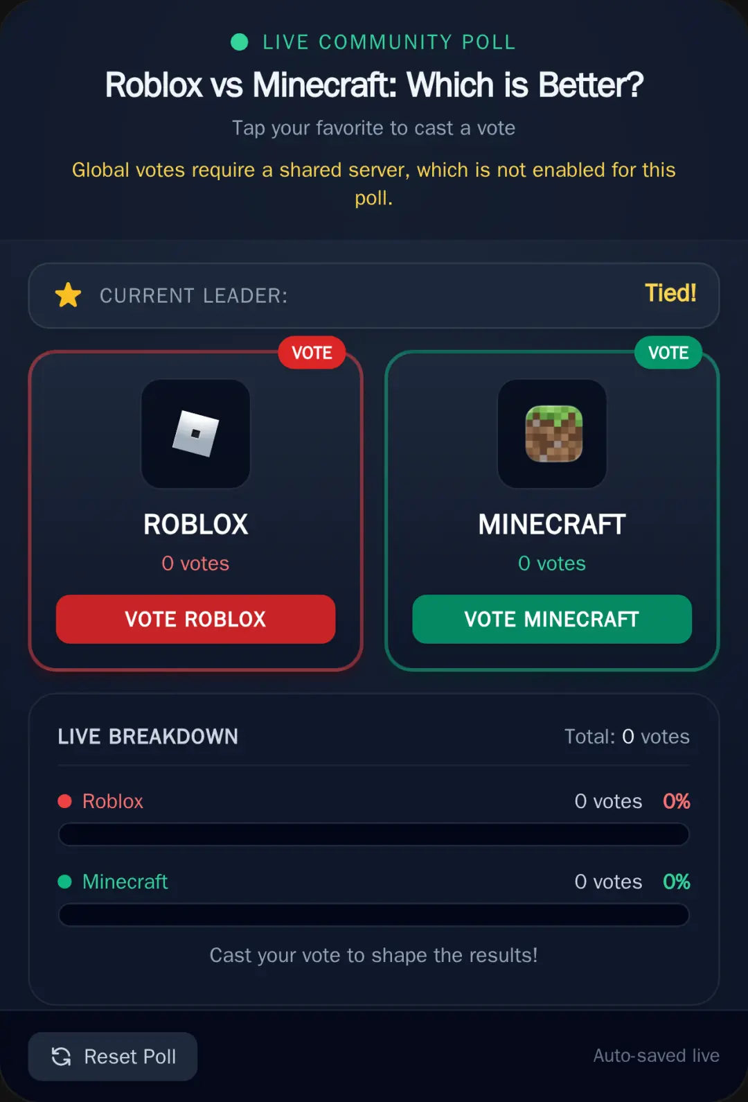 Roblox vs Minecraft - Ultimate Poll cover