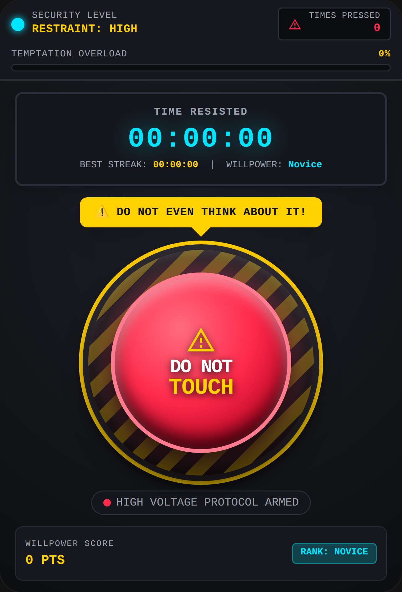 DO NOT TOUCH — Emergency Vault cover