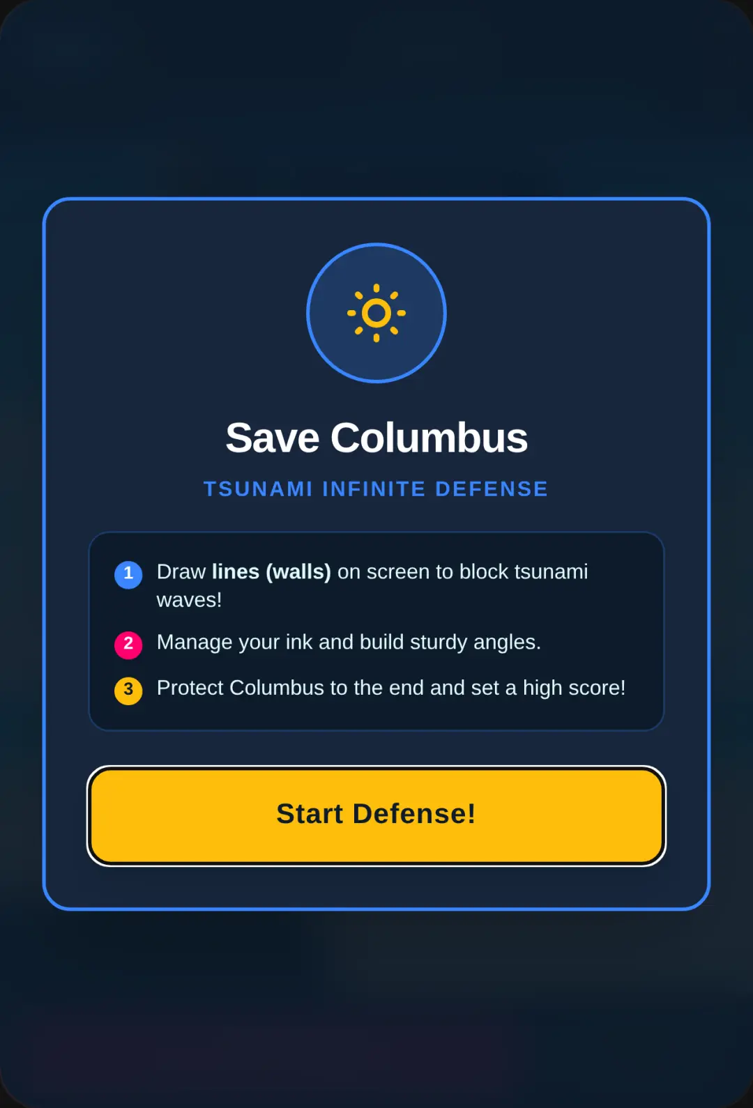 Save Columbus: Tsunami Defense [well Columbus character goofy as hell] cover