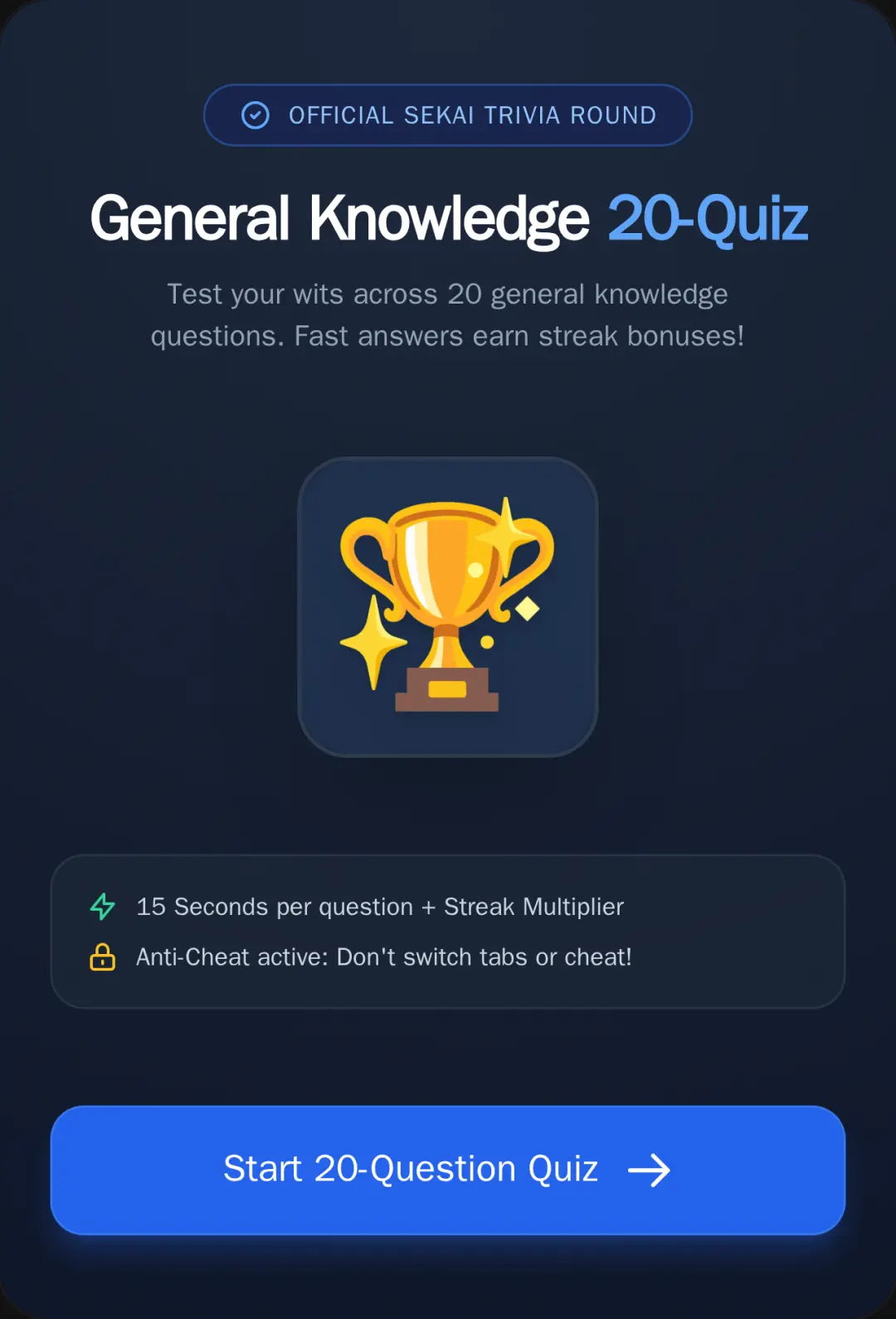 General Knowledge 20-Question Trivia Quiz @VexonPlayzYT cover
