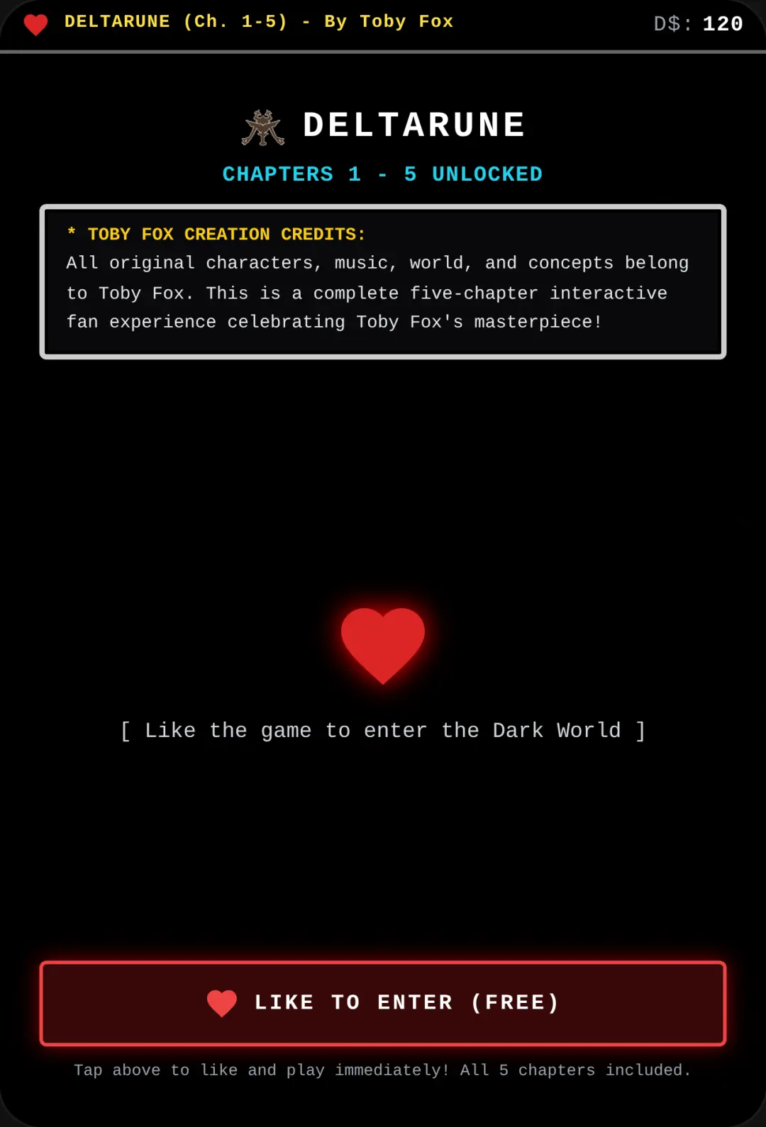 DELTARUNE: Chapters 1-5 cover