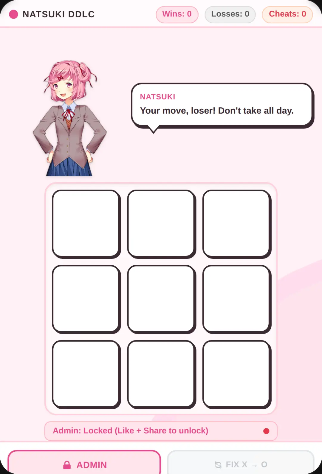 Natsuki Tic-Tac-Toe cover