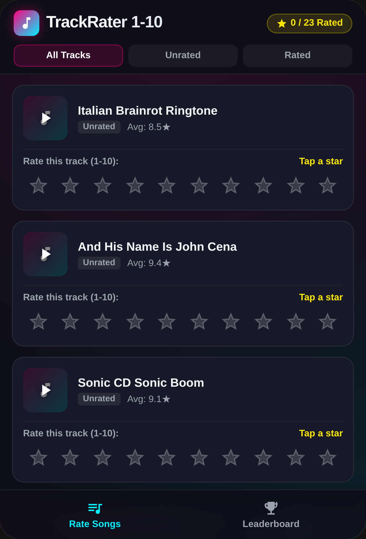 Song Rater - Rate 1-10 Stars cover