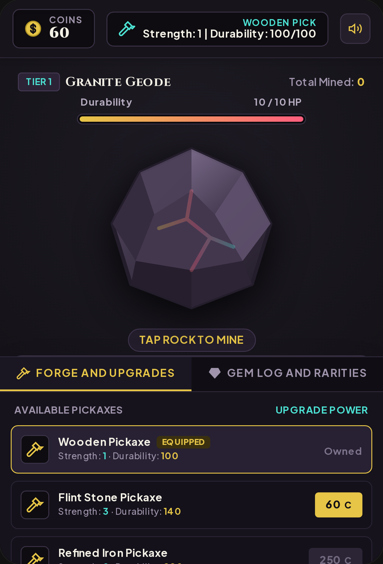 Mine Rocks! Get Upgrades, More Fun! And Sell the Gems you Find. cover