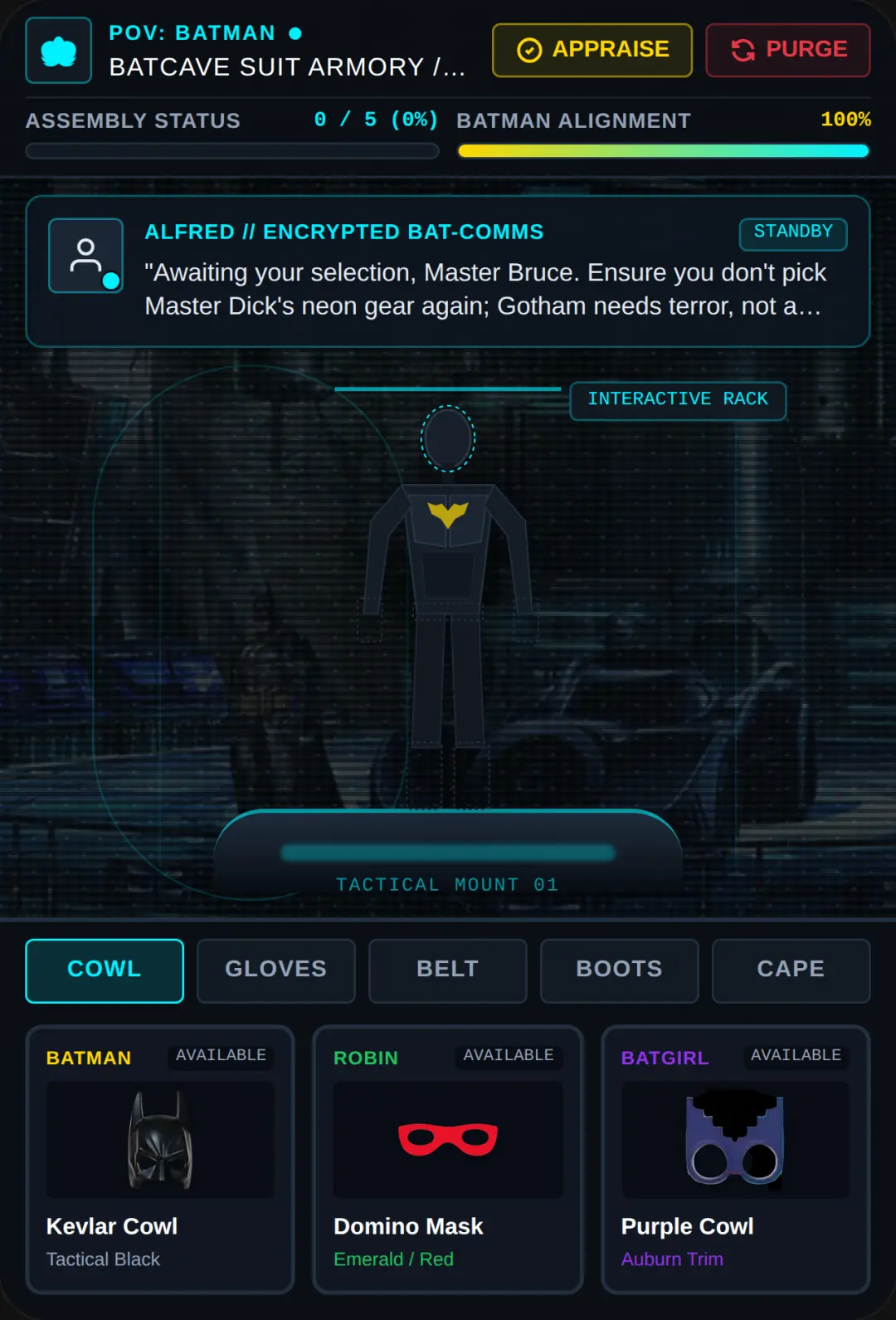 Batcave Armory - First Person Dressing cover