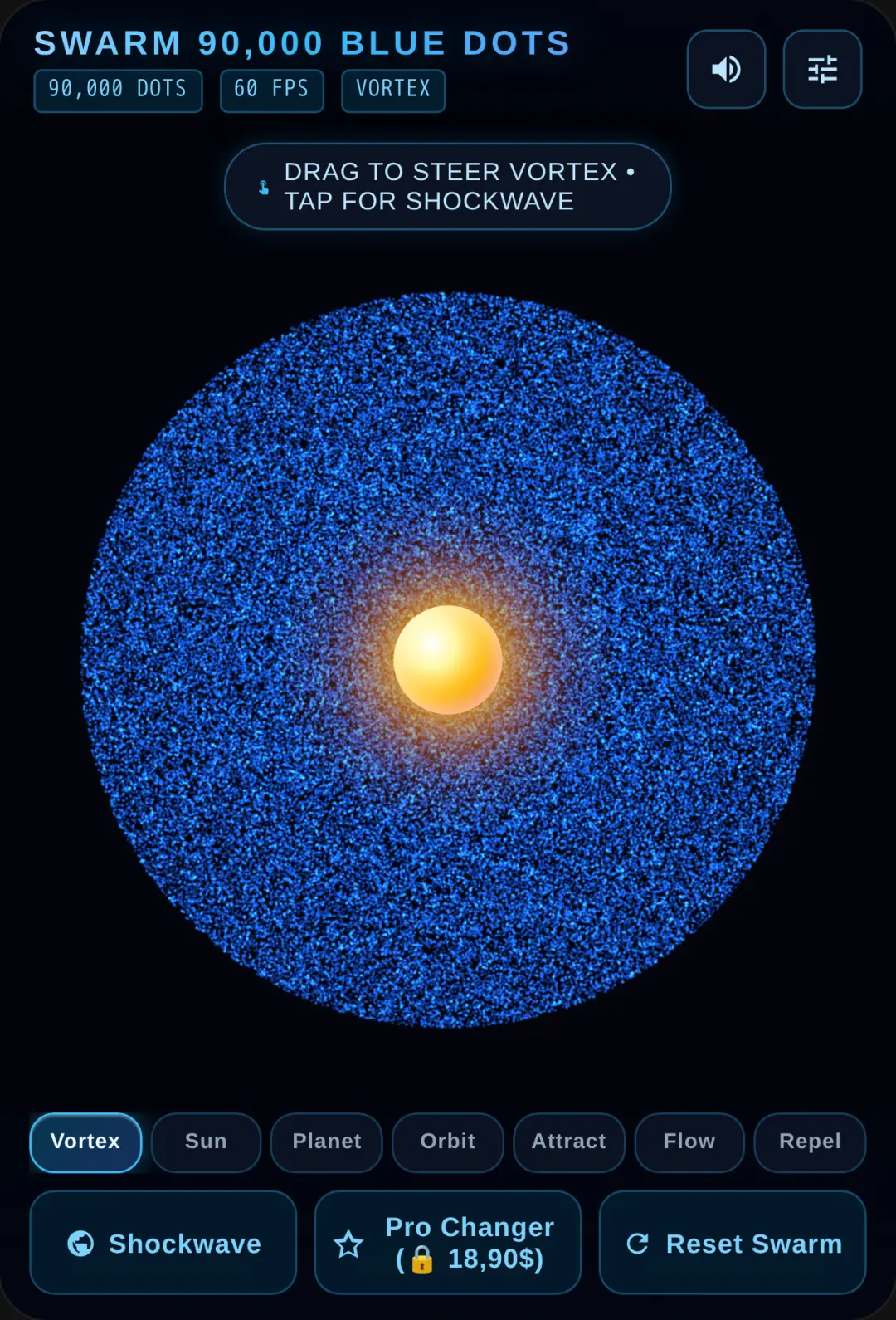Swarm 90,000 Blue Dots
