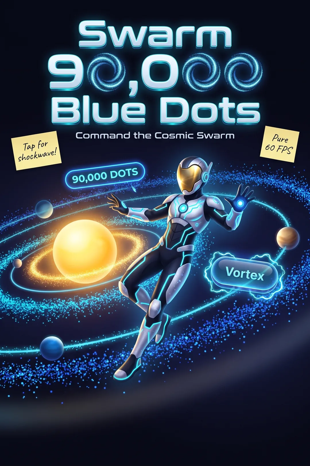 Swarm 90,000 Blue Dots