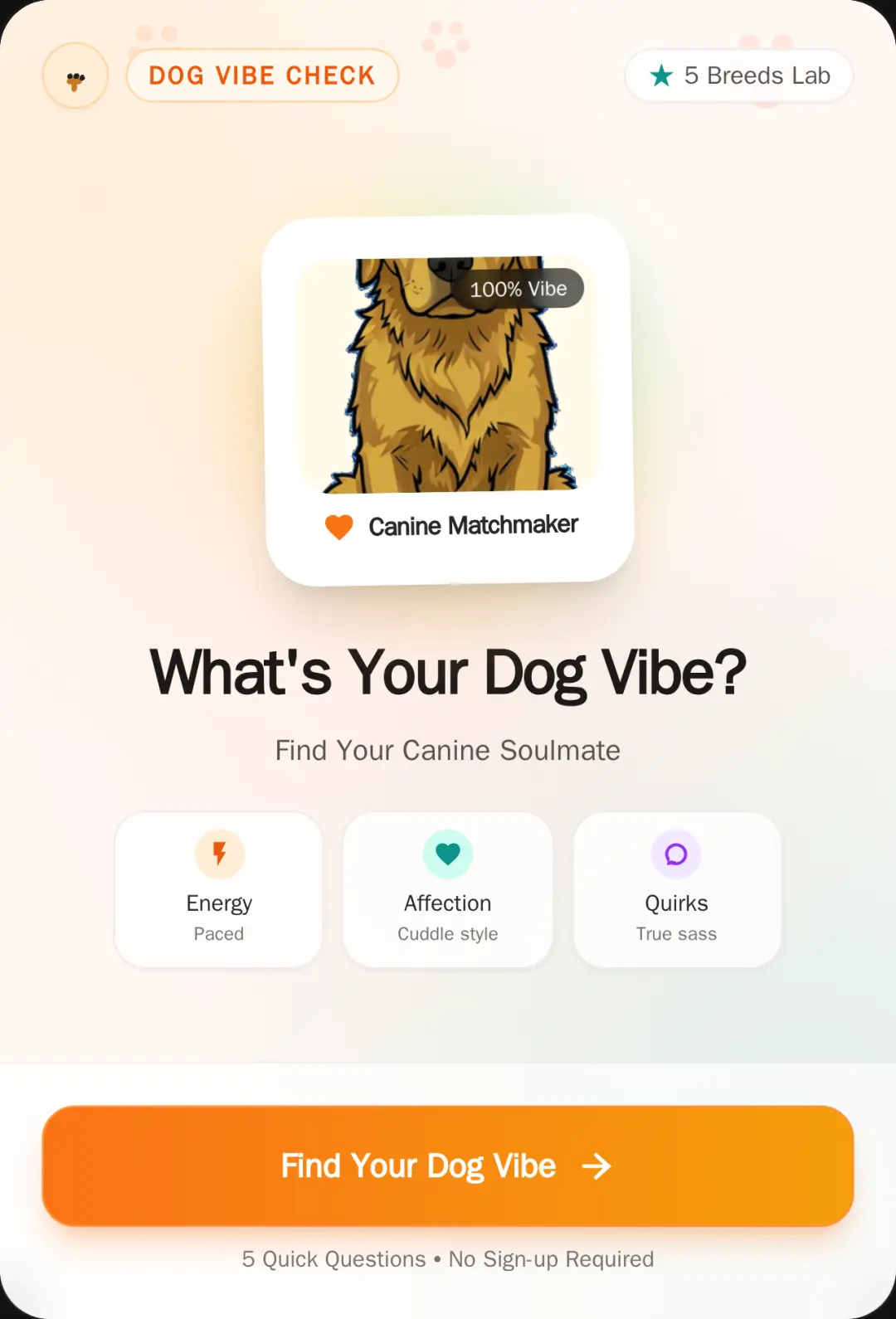 Dog Vibe - Personality to Breed Matcher cover