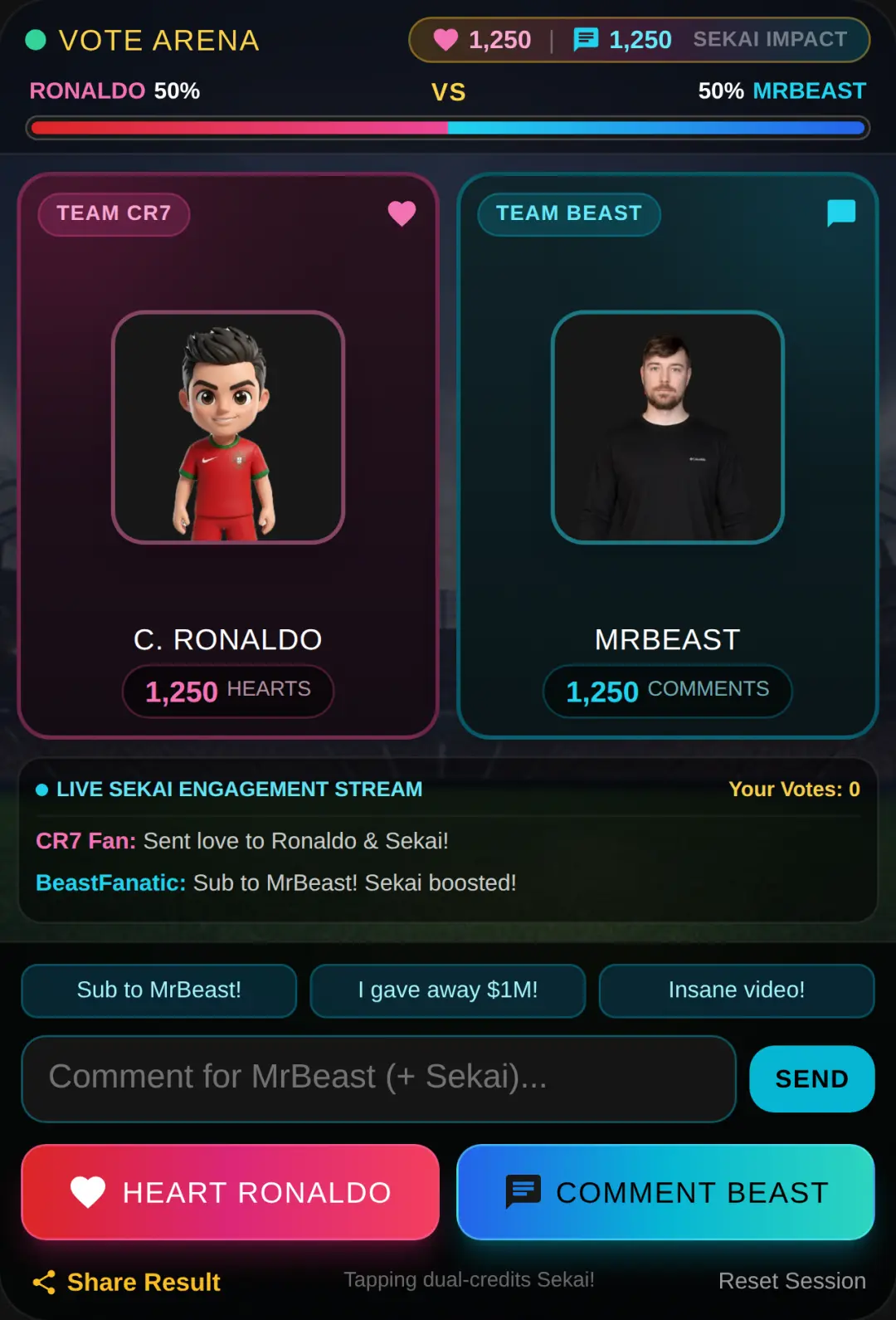 Vote: Ronaldo vs MrBeast cover