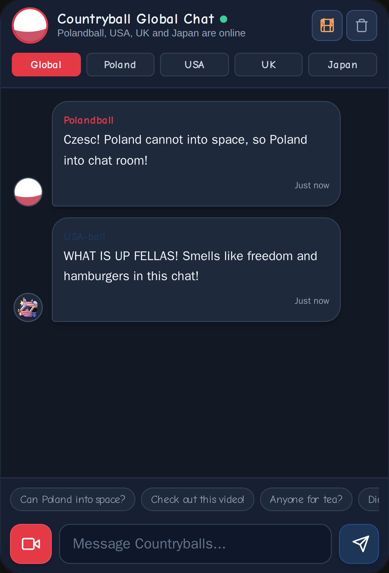 Countryball Messenger add videos if u want cover