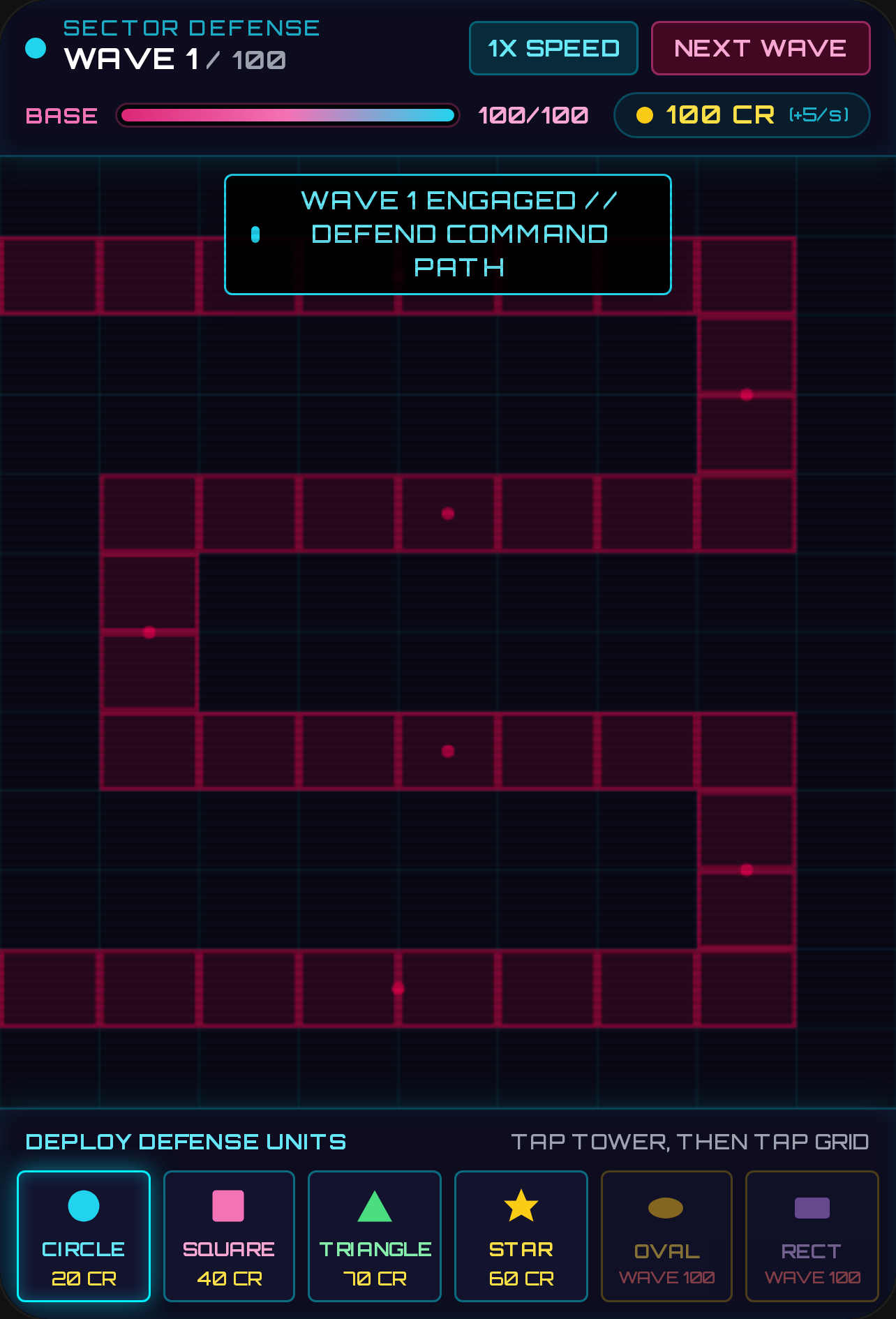 Shape defense: 100 waves cover