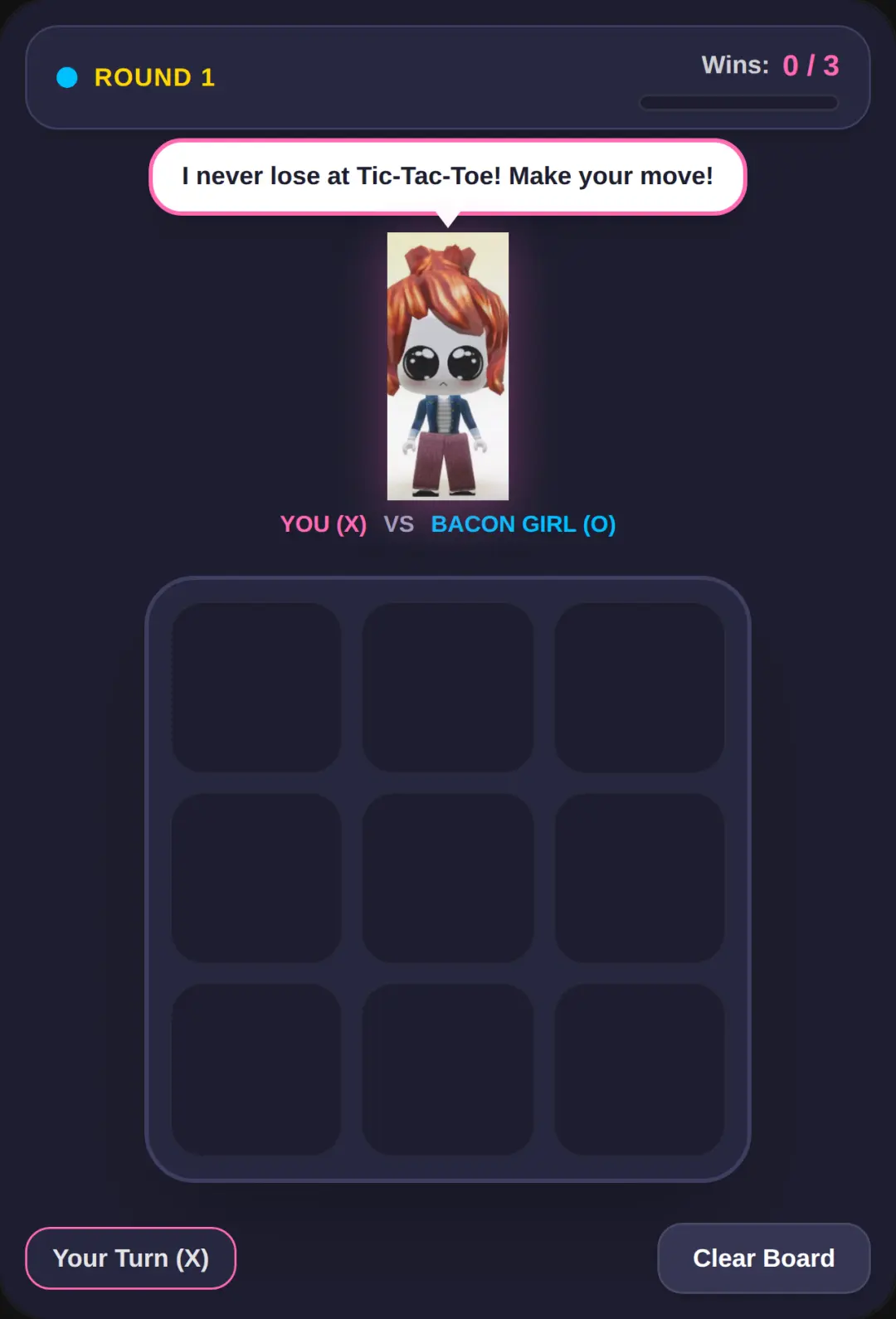 Bacon Girl Tic-Tac-Toe cover
