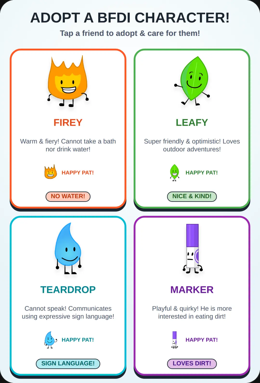 Adopt a BFDI Character! cover
