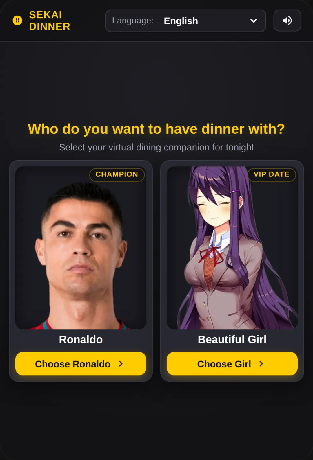Global Choice Platform - Dinner cover