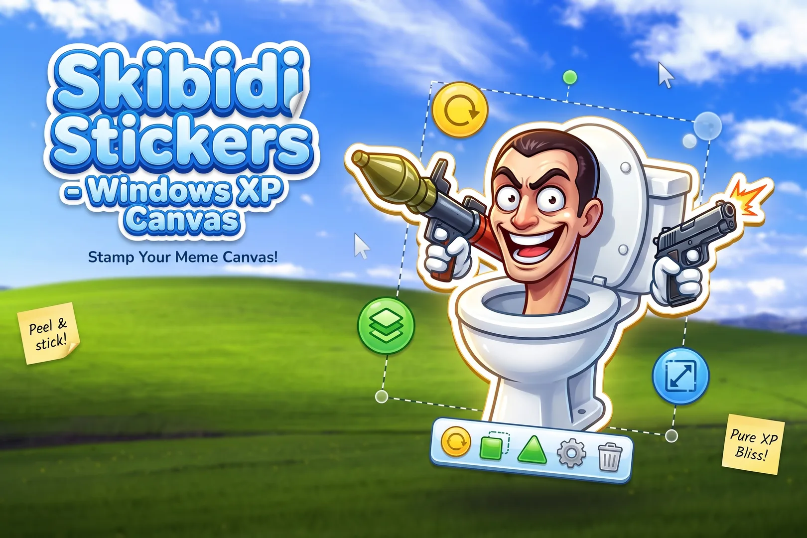 Skibidi Stickers - Windows XP Canvas