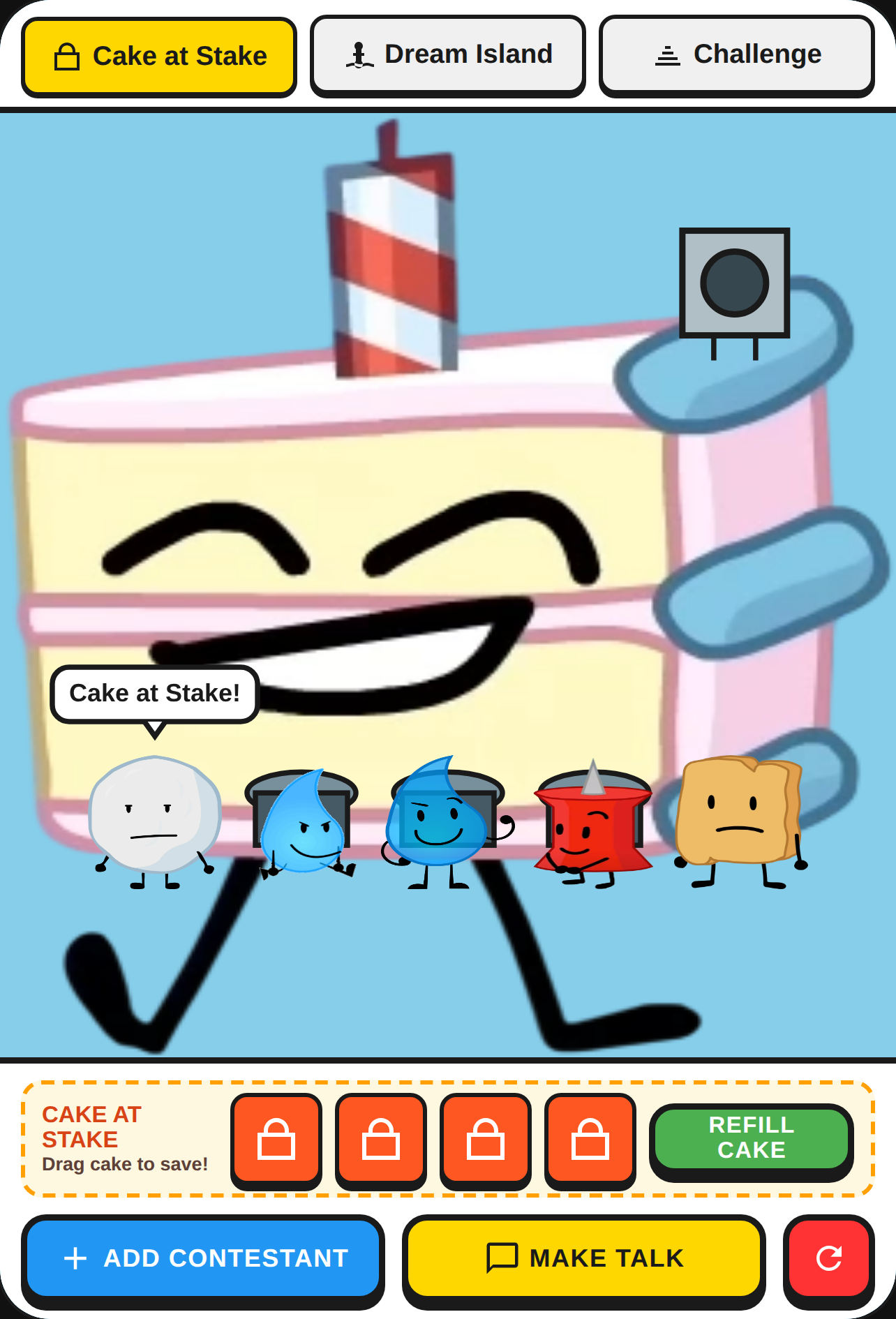 BFDI Sandbox - Cake at Stake and Dream Island cover