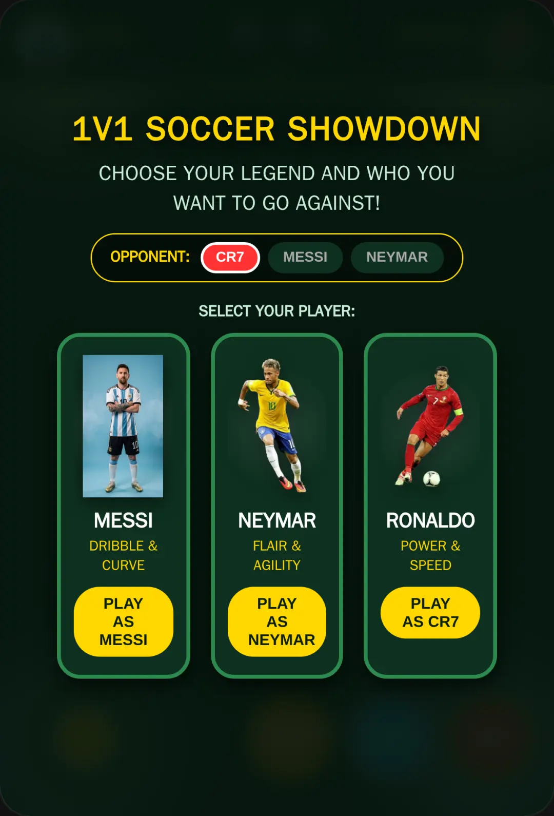 Messi vs Ronaldo and Neymar 1v1 cover