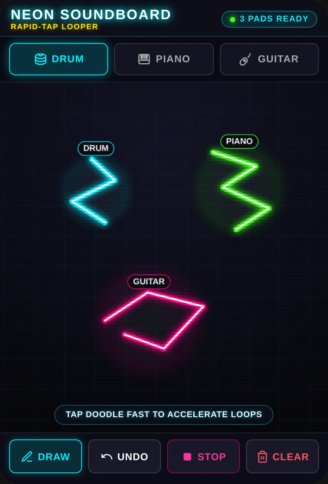 Neon Doodle Soundboard cover