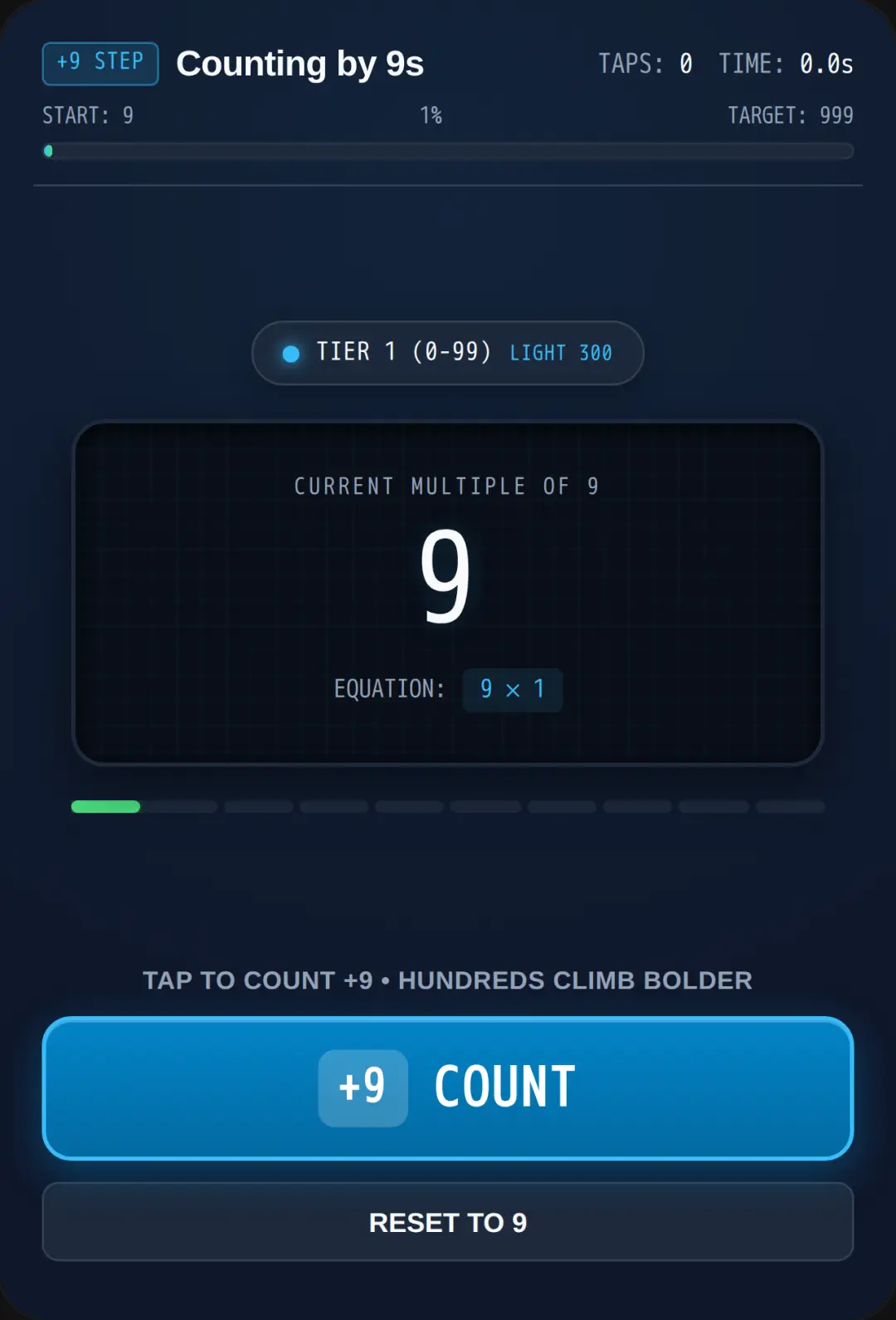 Counting by 9s: 9 to 999 cover