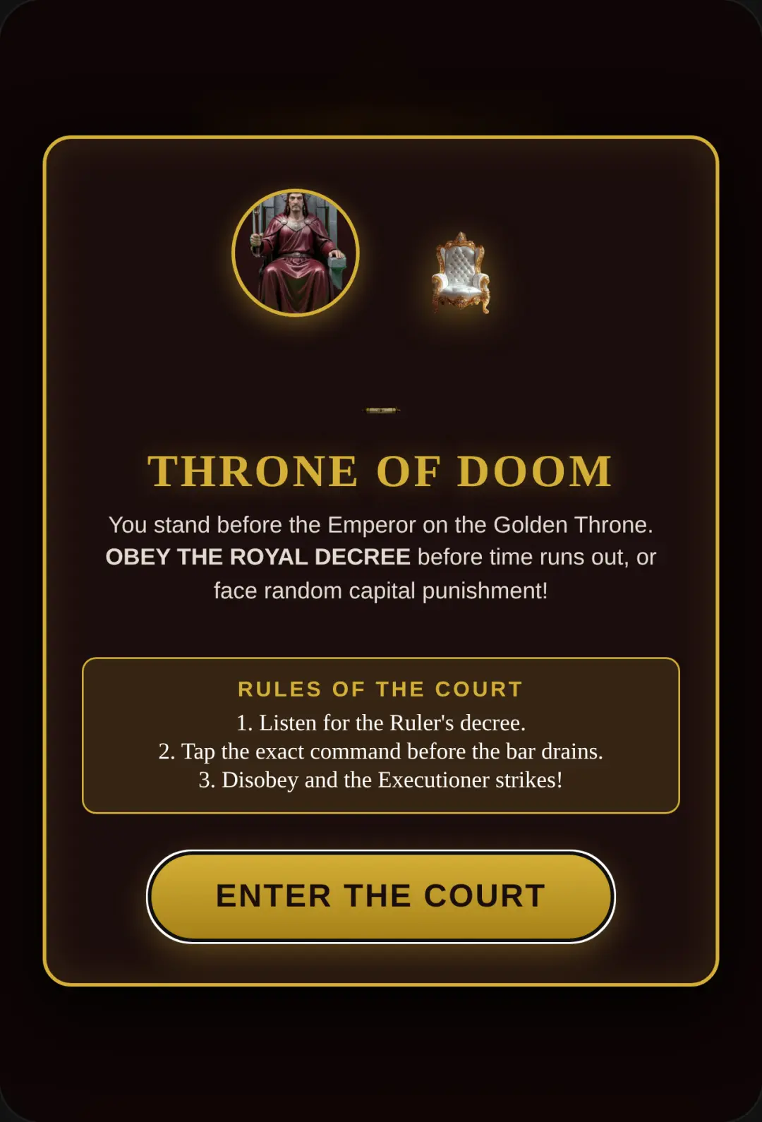Throne of Doom: don't disobey him cover