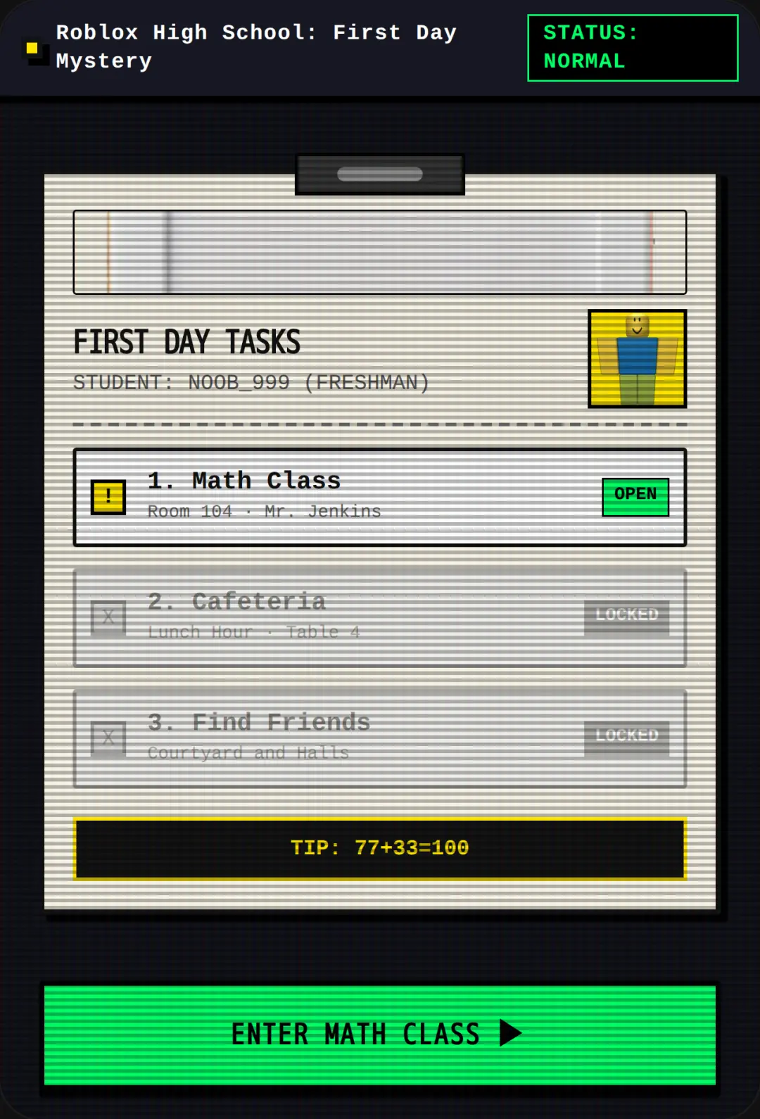 Roblox High School: First Day Mystery cover