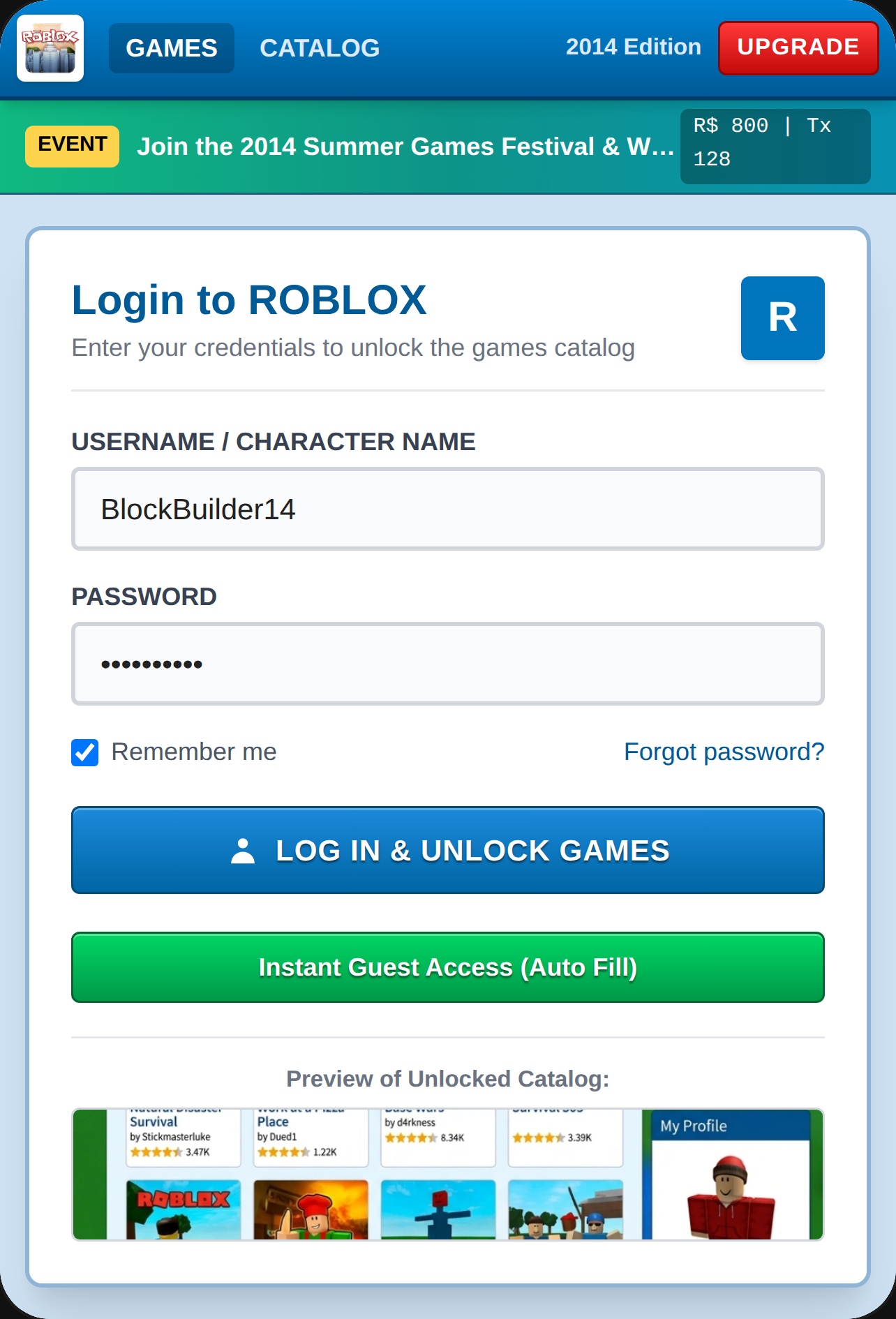 Roblox 2014 - Games Platform cover