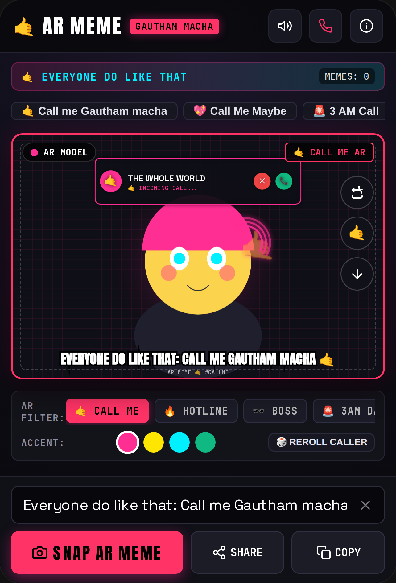 AR Meme Generator — Call me Gautham macha 🤙 cover