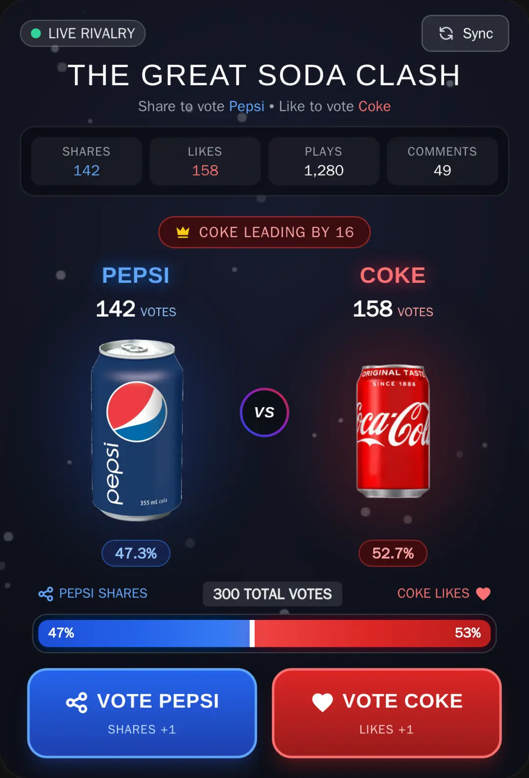 Pepsi vs Coke - Soda Rivalry Vote cover