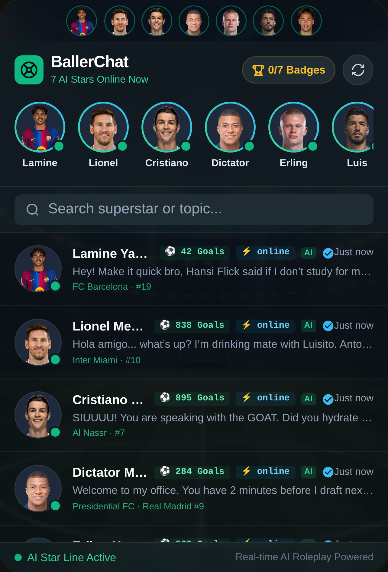 BallerChat · AI Football Star Messenger cover
