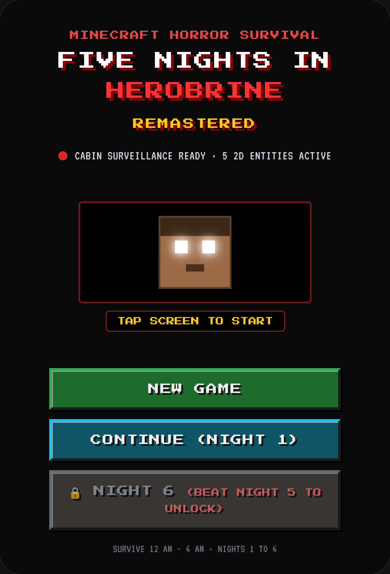 Five Nights in Herobrine Remastered cover