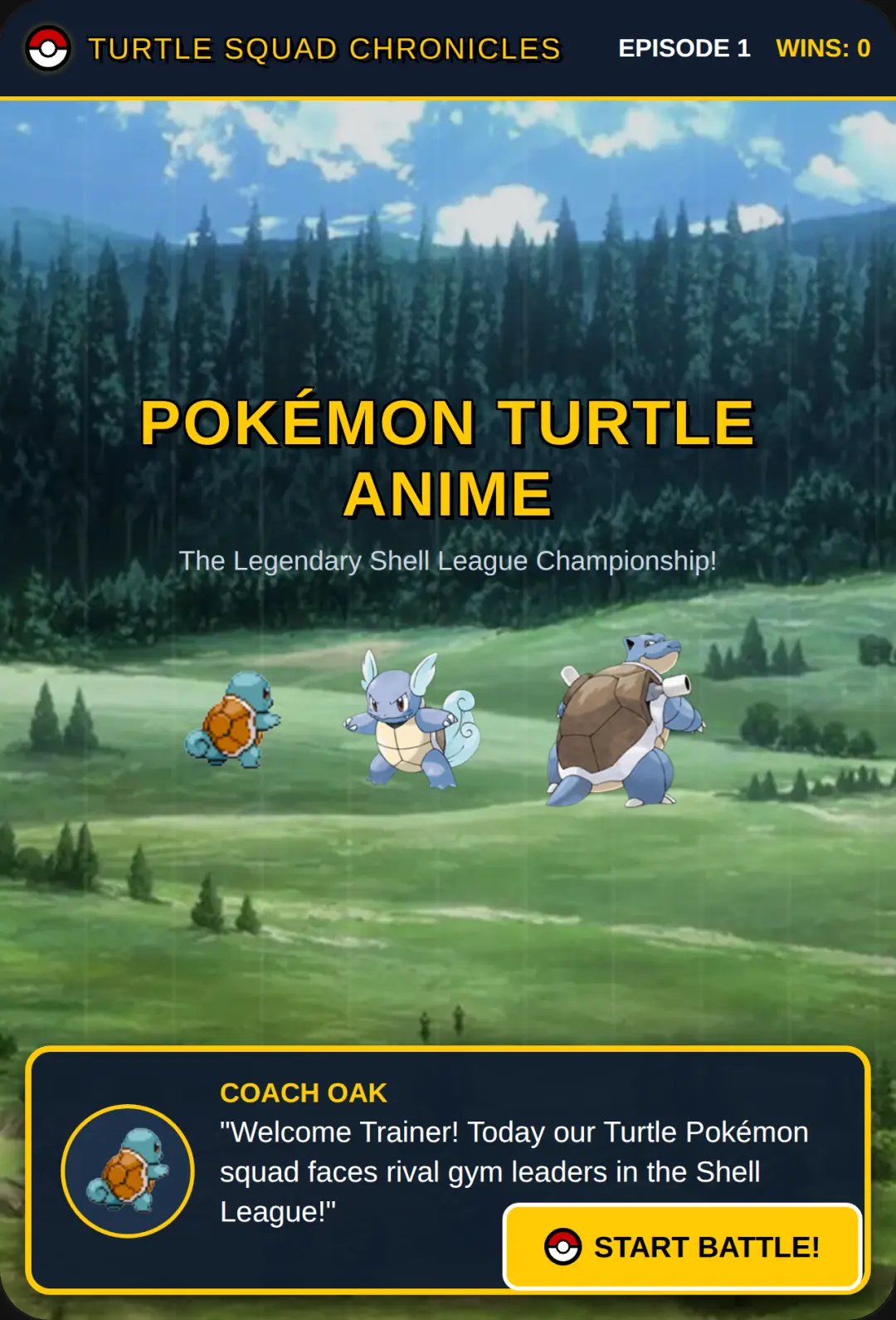 Pokémon Turtle Anime Adventure cover
