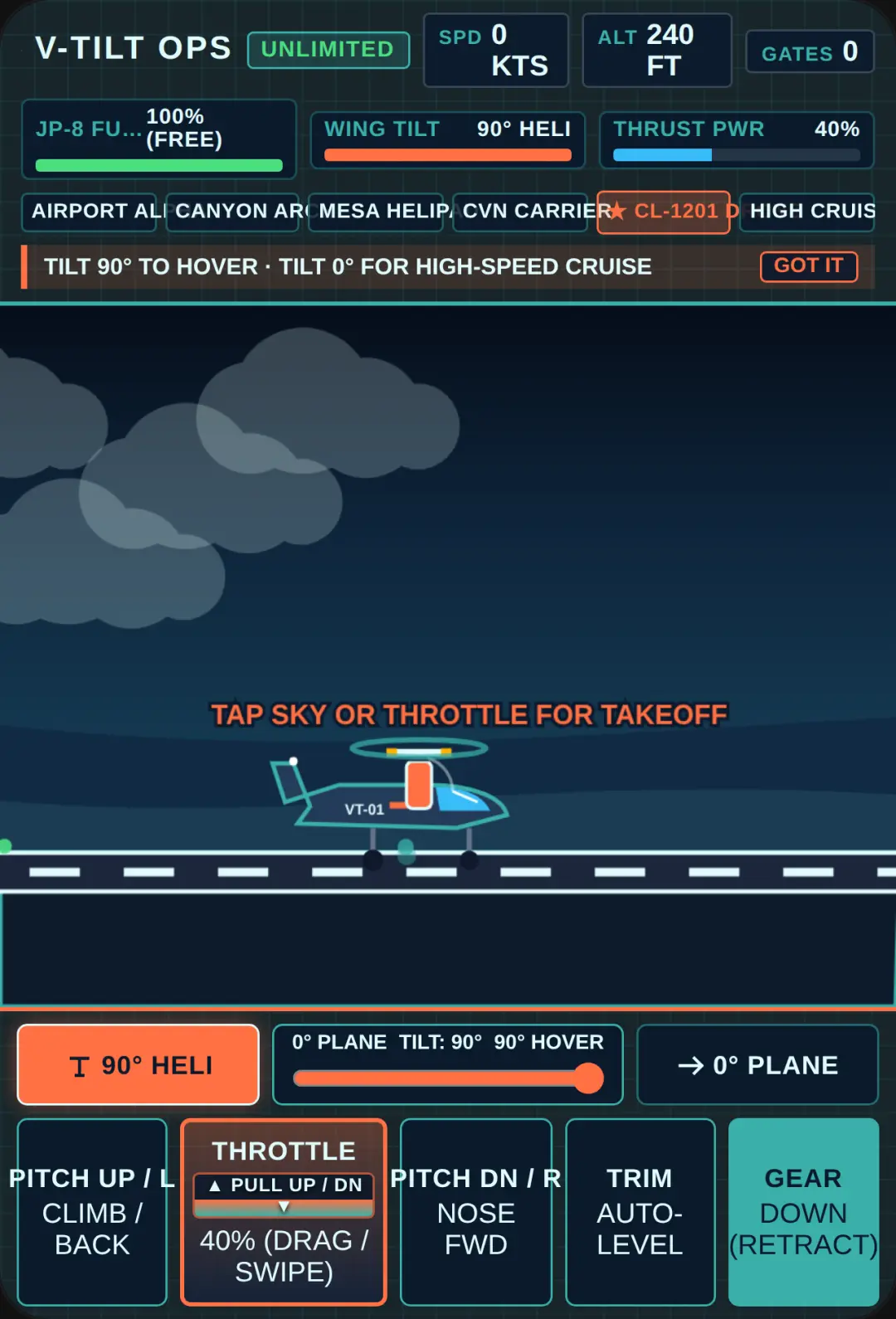 V-TILT FREE FLIGHT — Turboprop Tiltrotor Simulator cover
