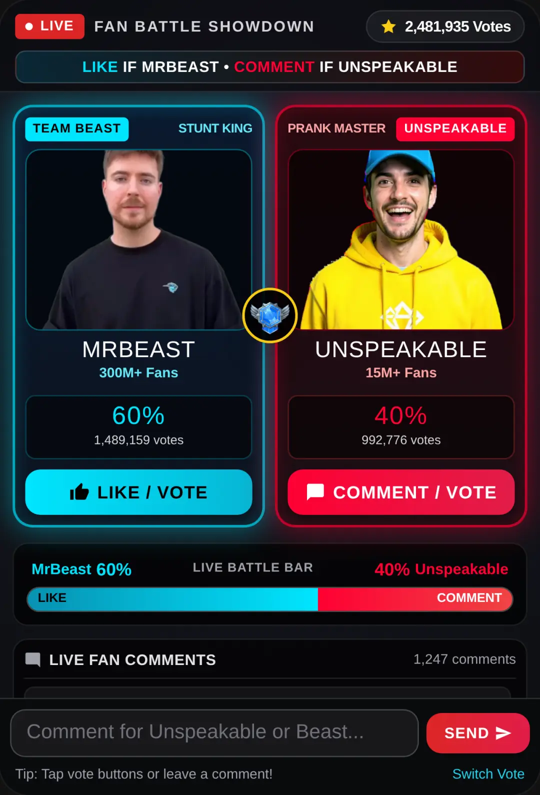 MrBeast vs Unspeakable Showdown cover